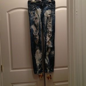 Bleached ripped jeans