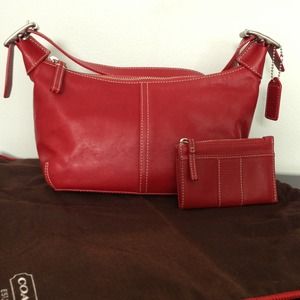 Coach red leather bag