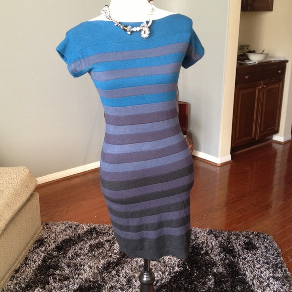 French Connection Blue Striped Sweater Dress