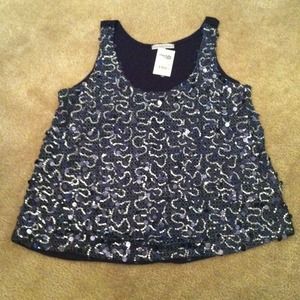 Navy Blue Sequin Crop Top Tank