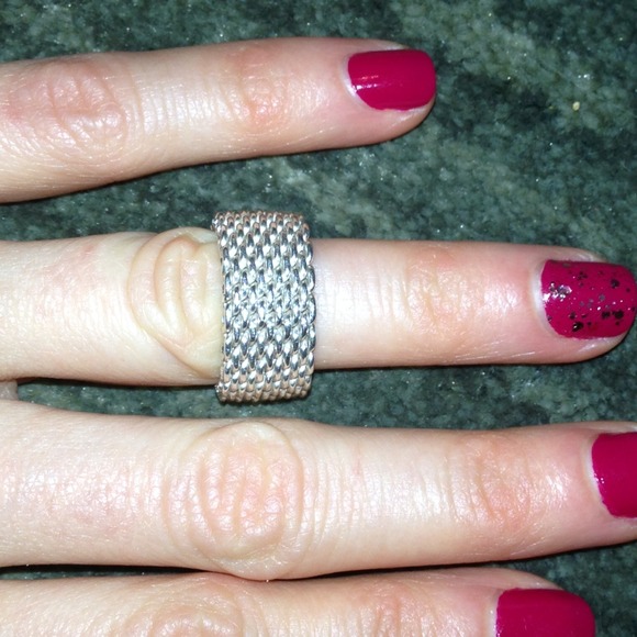 SOLD!!! Tiffany & Co. SS Mesh Ring, Size 4-4.5 - Picture 2 of 2