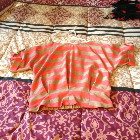 NY&CO Beige & Pink striped blouse