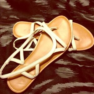 Cute White And Tan Sandals