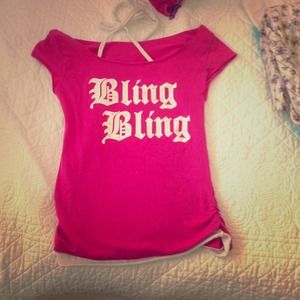 Halter tie ,off the shoulder bling bling shirt