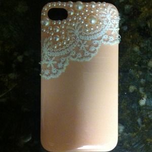 Light Peach Lace and Pearl iPhone 4/4S Case