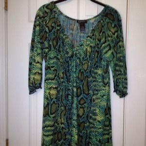 Bright green snake print baby doll dress!