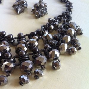 Onyx Beaded Statement Necklace & Earrings (Bundle)