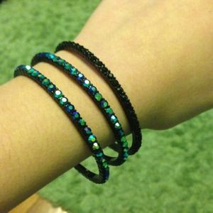Matching gemstone bracelets + headband