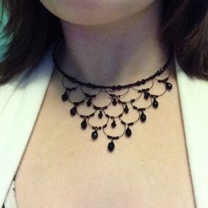 Black beaded choke necklace