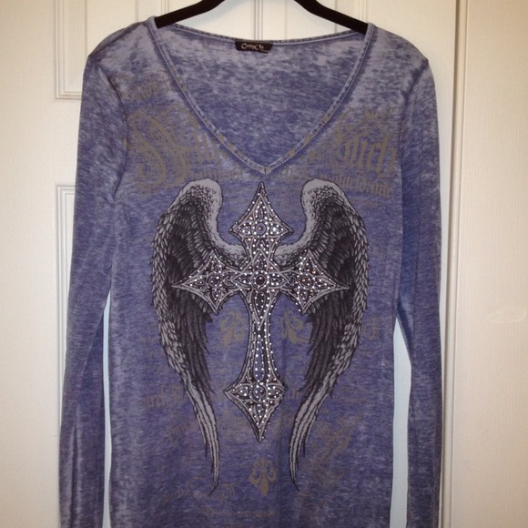 Size XL blinged out cross T