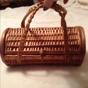 Vintage straw handbag. 12x5 Circa 1950 1960.