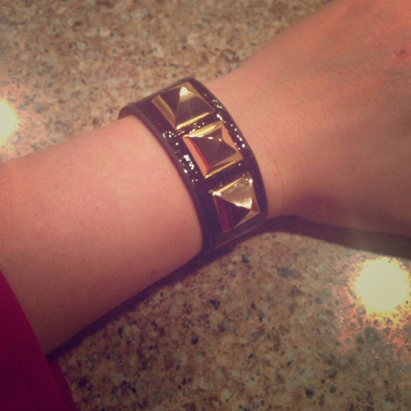 New Black and gold leather type bracelet