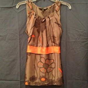 Gray and orange silk blouse size 8
