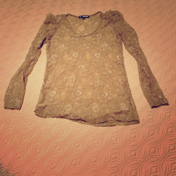 L/S Tan Lace Top