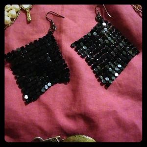Cute sequin black earrings