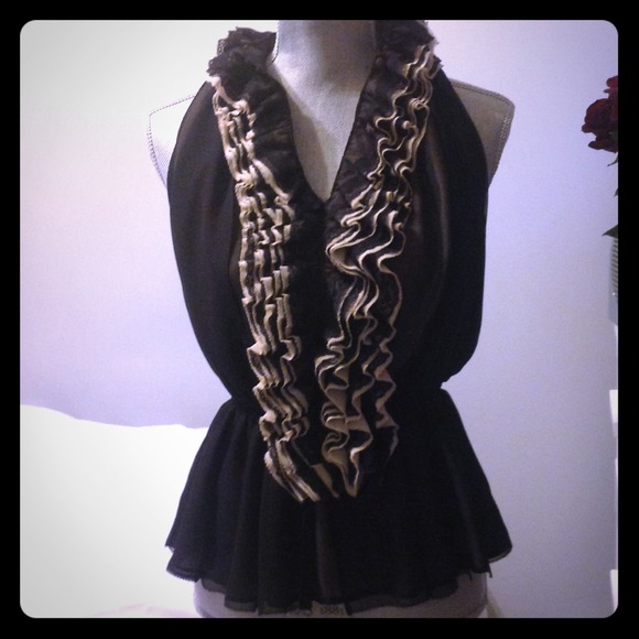 Neiman Marcus Tops - Neiman Marcus black ruffled top