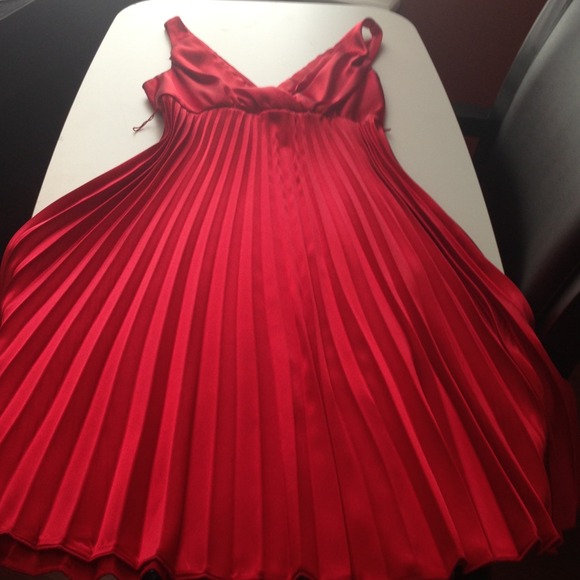 Red Dress with pleated bottom - Picture 2 of 3