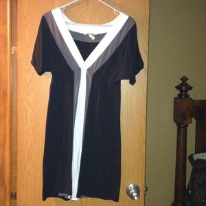 Large black, white and grey dress