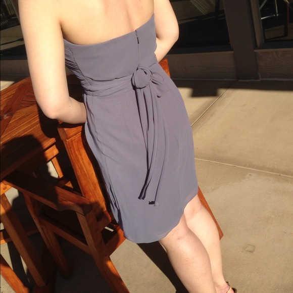 Purplish gray chiffon strapless dress - Picture 2 of 4