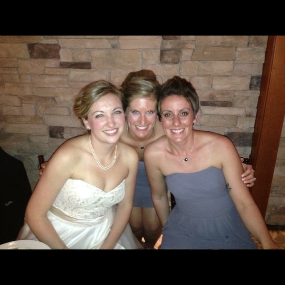 Purplish gray chiffon strapless dress - Picture 3 of 4