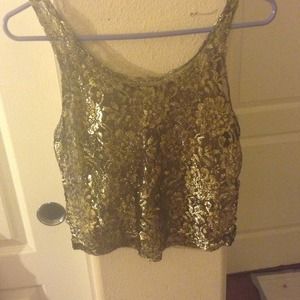 Black & Gold See-Through Crop Tank Top - size S