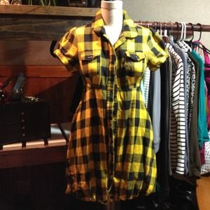 Yellow and Black Checkered Dress