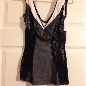 Bebe white and black with lace tank top