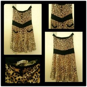 Strapless cheetah print dress