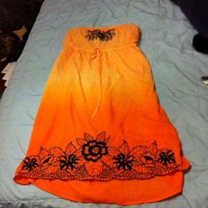 Cute options orange and black strapless dress