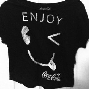 coca cola black and white crop top never worn!!