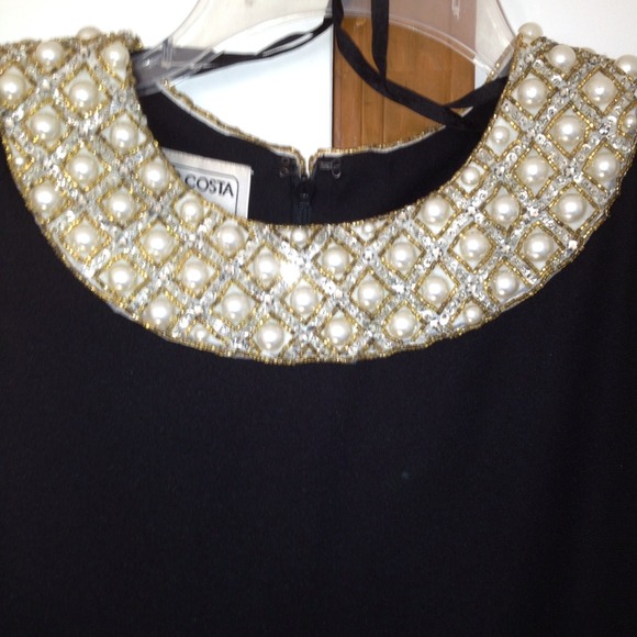 Victor Costa Black Dress Couture w Sequins,Reduced - Picture 2 of 10