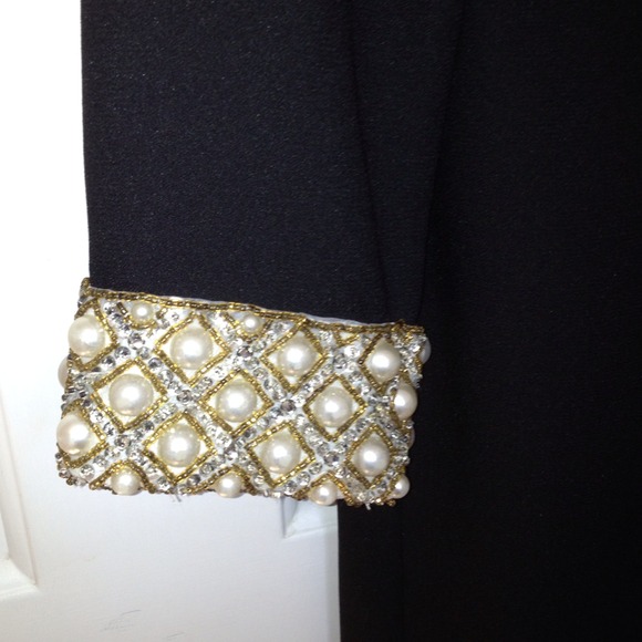 Victor Costa Black Dress Couture w Sequins,Reduced - Picture 3 of 10