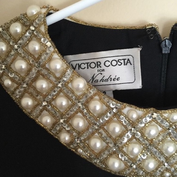 Victor Costa Black Dress Couture w Sequins,Reduced - Picture 6 of 10