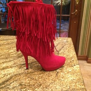 Fun red boots never worn got as gift too small
