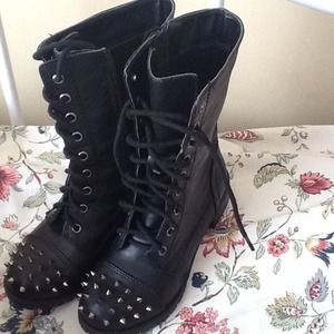 Black studded combat boots