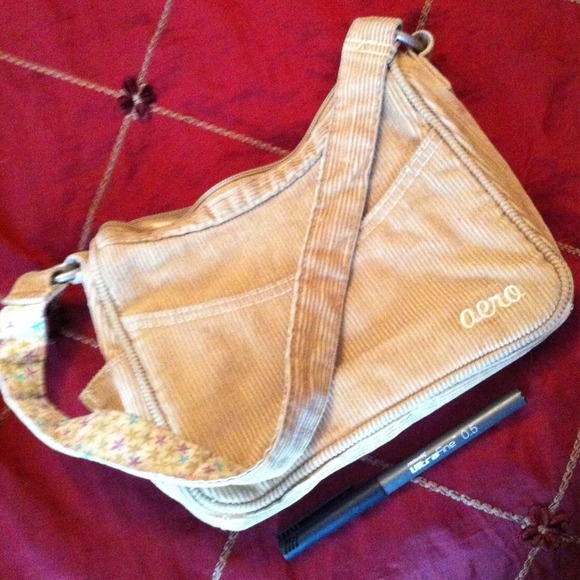 SMALL BEIGE AERO CORDUROY HANDBAG PURSE