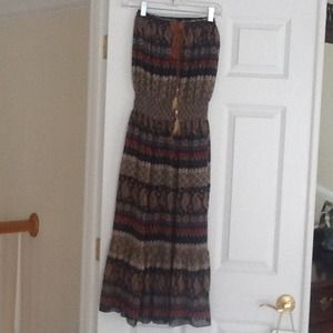 Strapless print dress