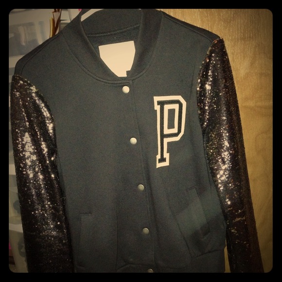 VS Pink Varsity Jacket.