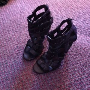 Black lattice heels