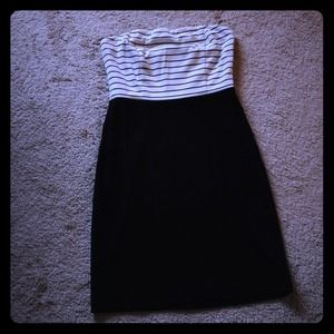 Flirty Black & White Strapless Dress
