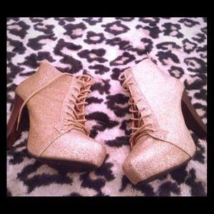 Jeffrey Cambell inspired-Gold glitter booties