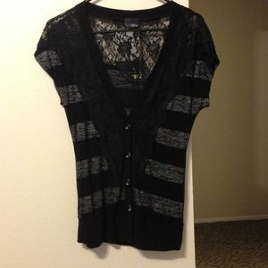 Stripped lace cardigan