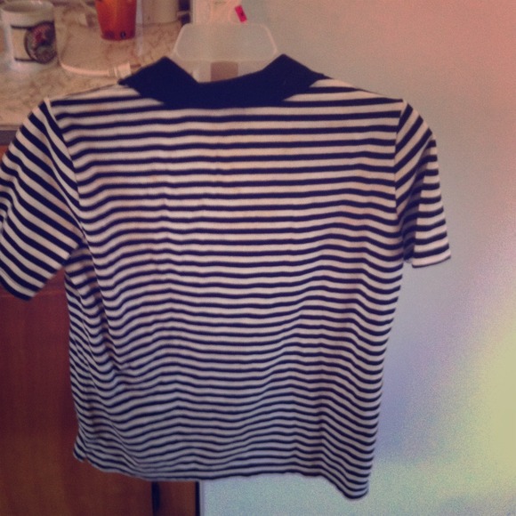 Balck and white stripe polo tee