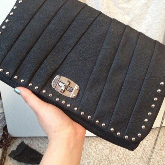 Buckle faux leather crossbody/clutch