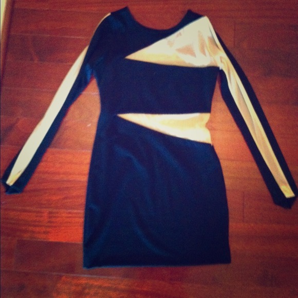 Aqua Black and Nude Mesh Dress