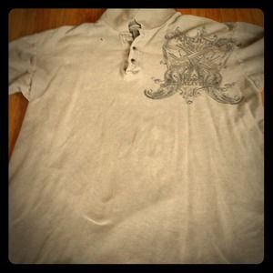 SOLD IN BUNDLE Affliction polo. Small hole/front