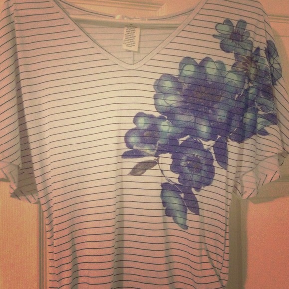 Floral white and black stripe Shirt