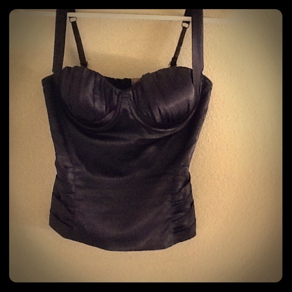 Blk Push Up Bra Satin Corset sz:s