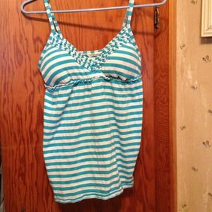 Teal and white stripe tank