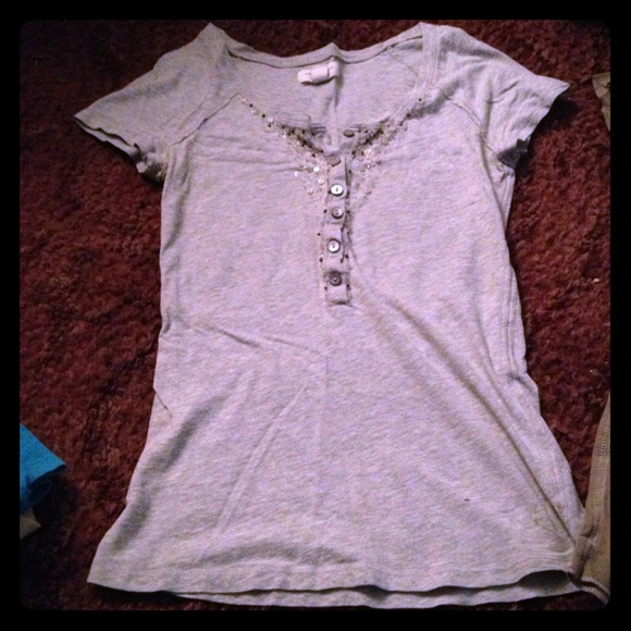 Beaded bottom down shirt